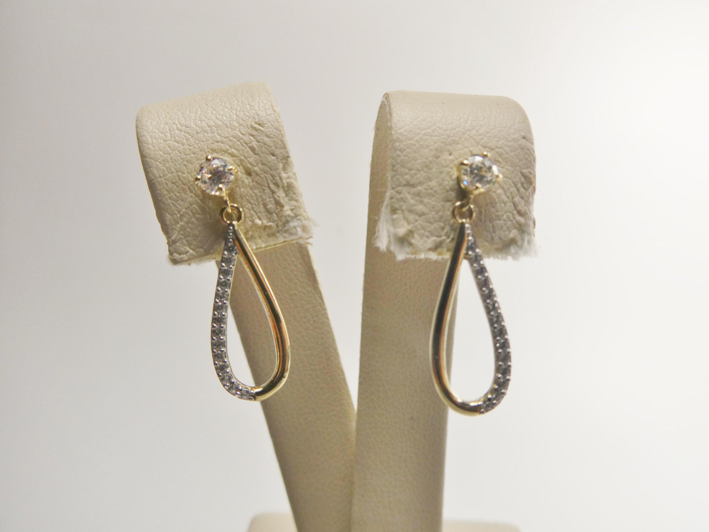 real 10k solid yellow gold oval drop push post earrings