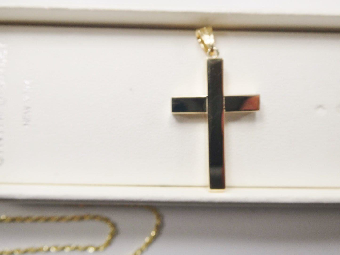 14k real solid yellow gold super high polish cross pendent and robe necklace