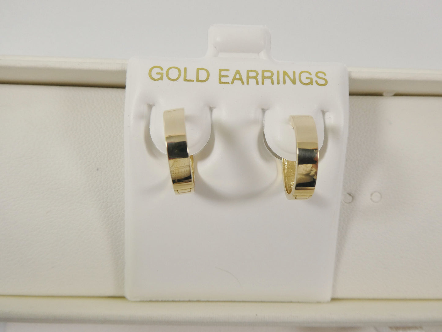 real 10k solid yellow gold high polish plain hoop huggie earrings