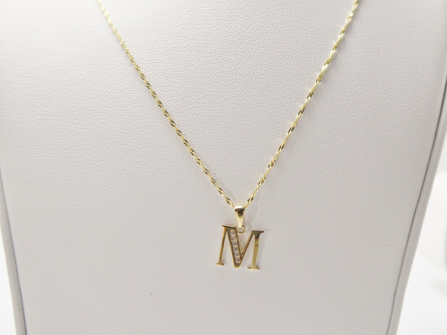 10k real solid yellow gold small initial alphabet pendent and necklace