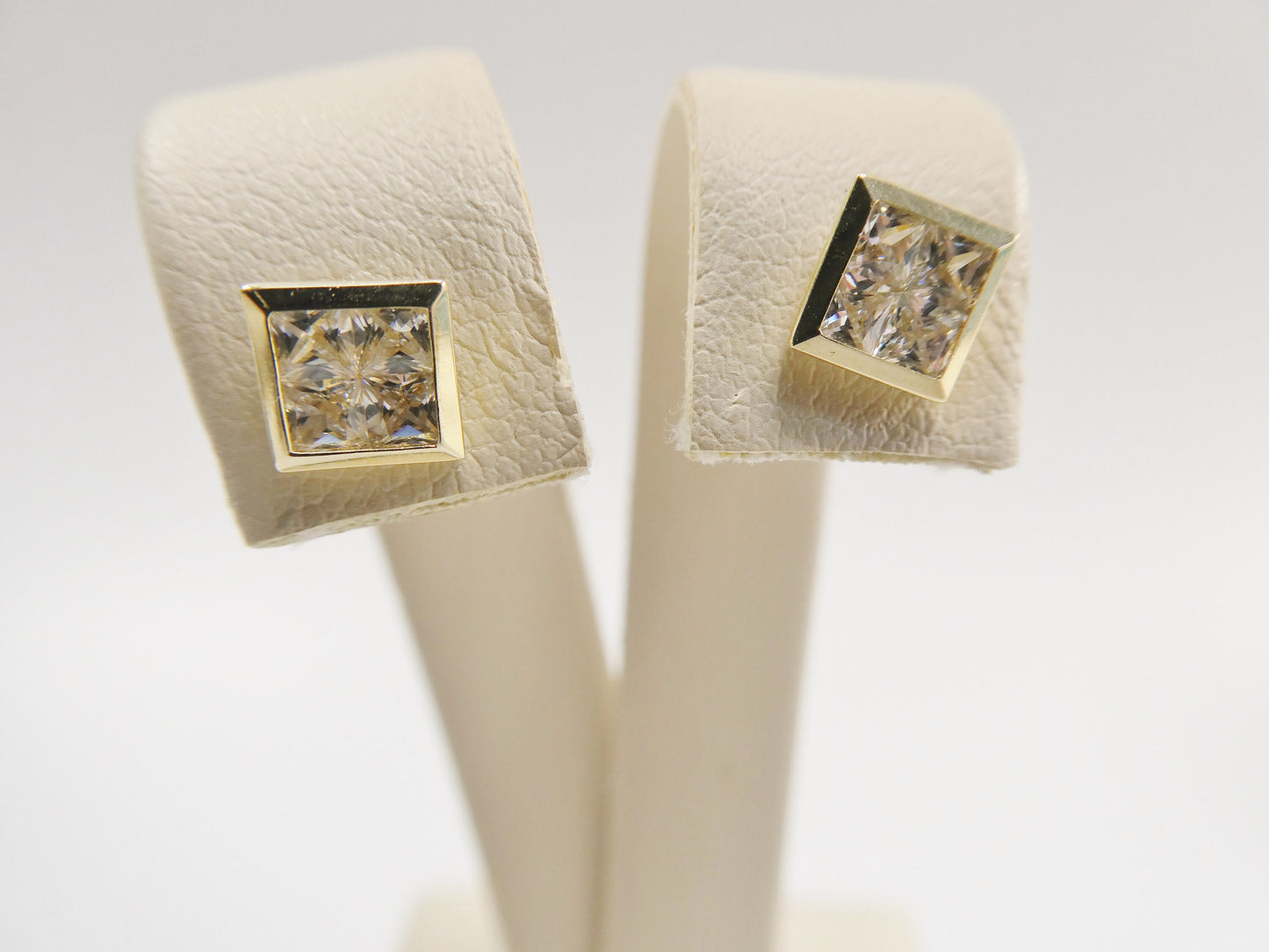 real 10k solid yellow gold square push post stud earrings