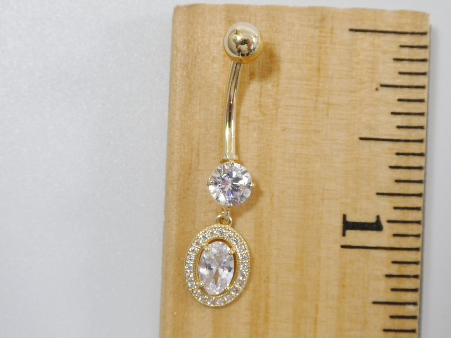 14k real solid yellow gold high polish oval shape belly button ring piercing
