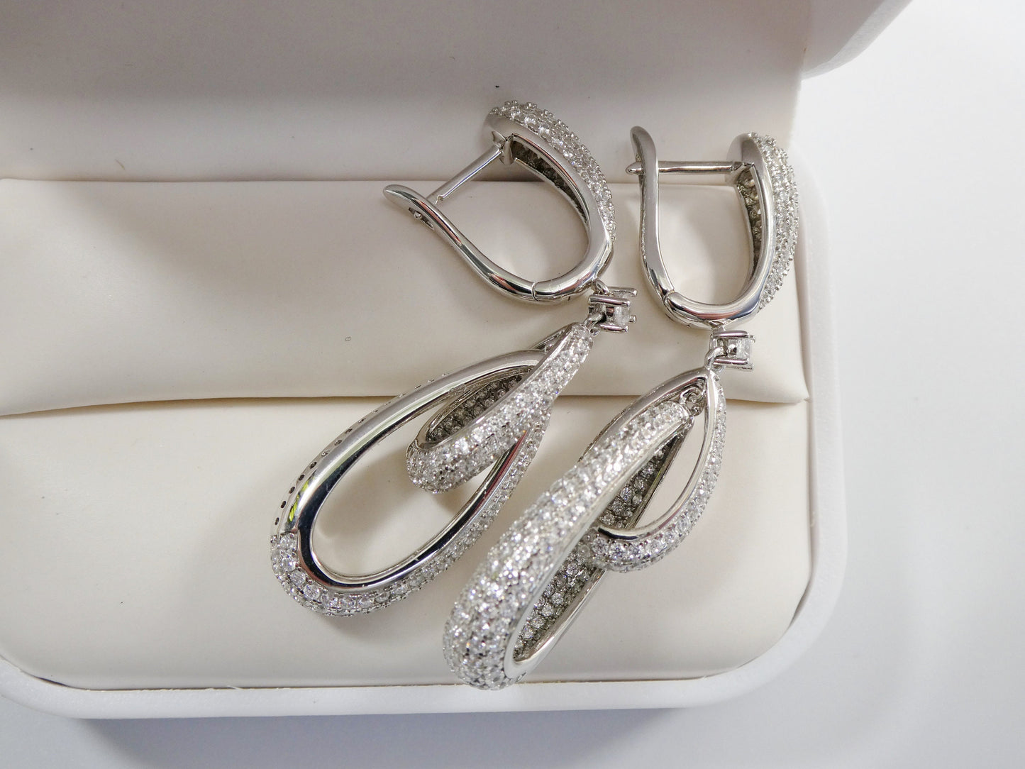real 925 sterling silver micro pave setting 14k white gold color finish drop earring