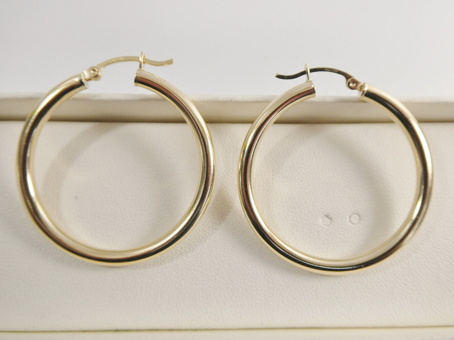 real 10k solid yellow gold plain high polish 35mm hoop huggie earrings