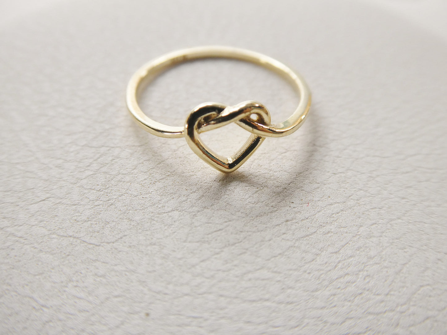 10k solid yellow gold baby children heart shaped love knot ring