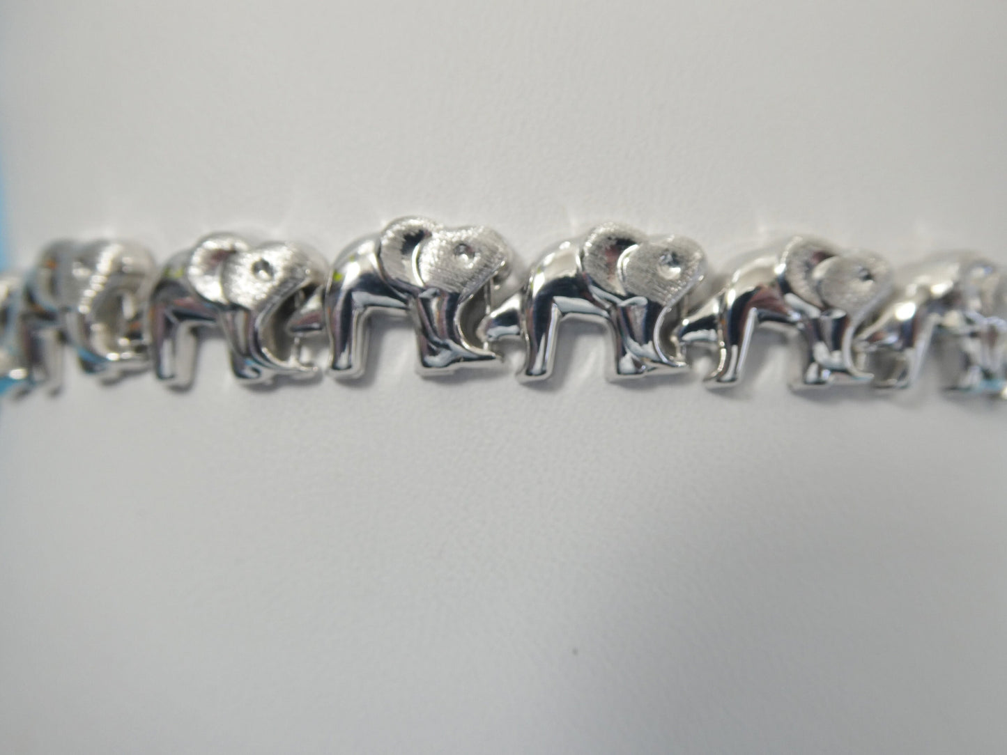 real 925 sterling silver elephant stampato set / necklace/ bracelet 14k white gold color finish
