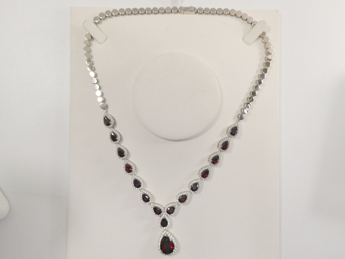 real 925 sterling silver teardrop red garnet women necklace