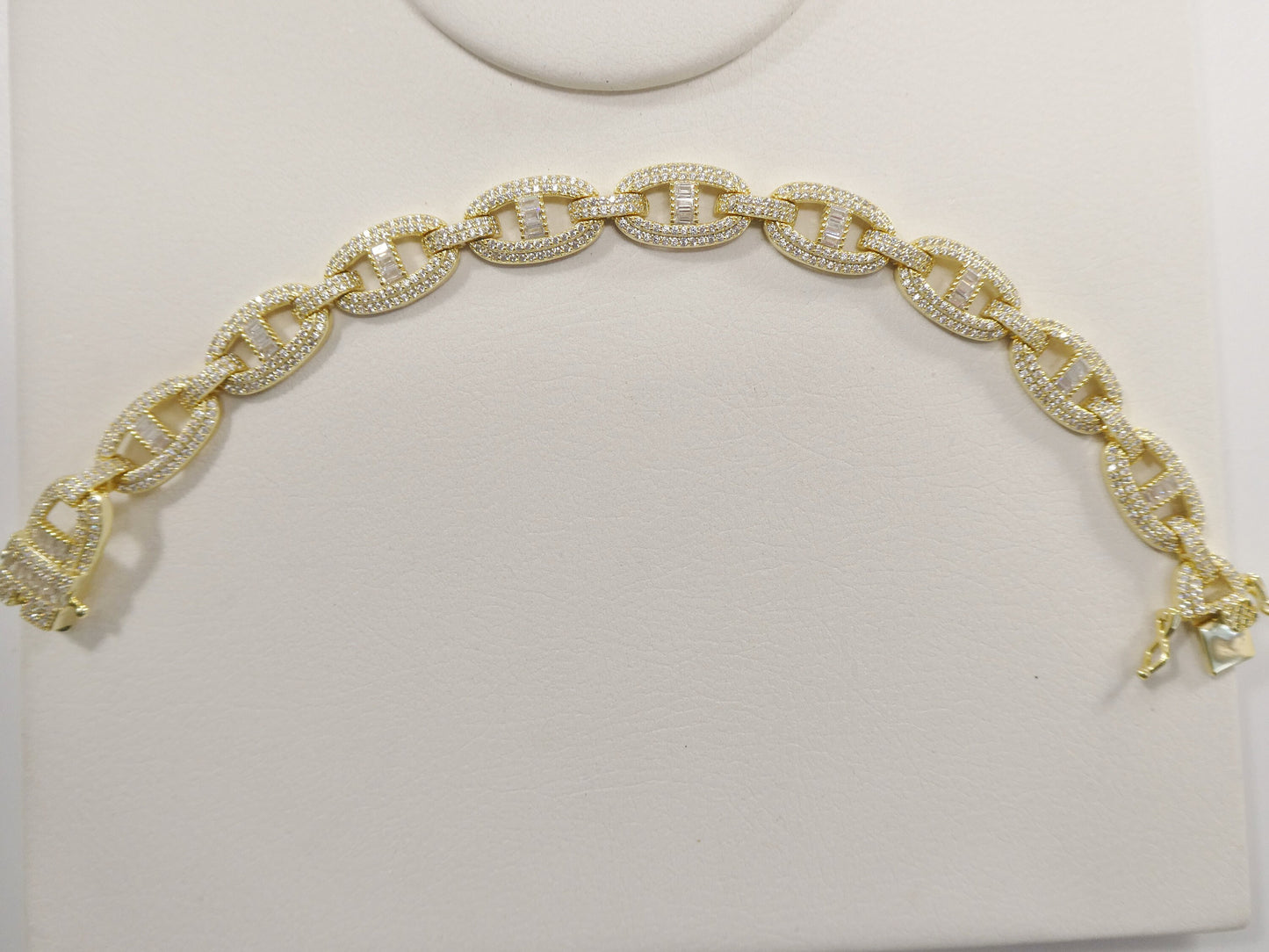real 925 sterling silver mariner link full stone micro setting bracelet