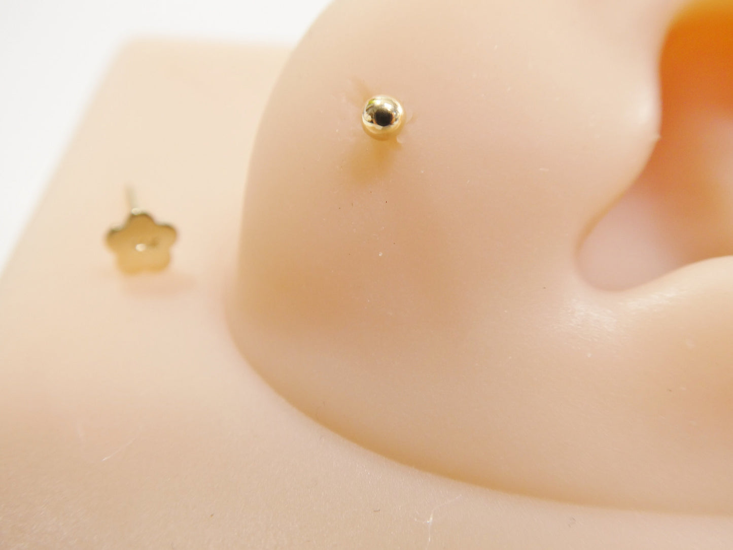 2MM/3mm/4mm 14k real solid yellow gold ball cartilage flat screw back piercing