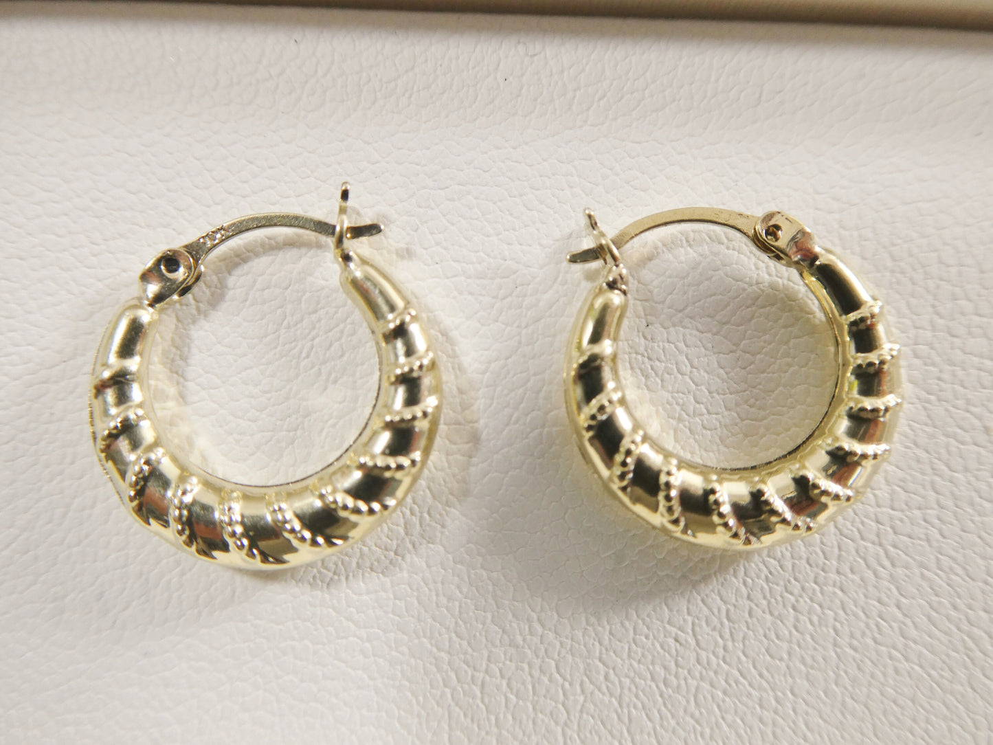 10k real solid yellow gold 14.5MM classic design baby hoop earrings