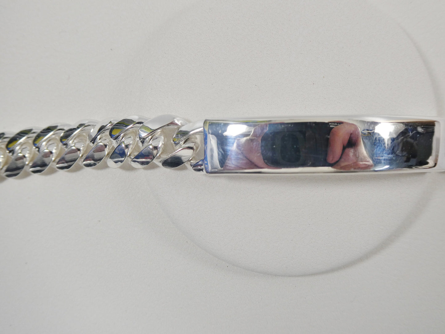 9 inch real 925 sterling silver heavy solid curb men ID bracelet