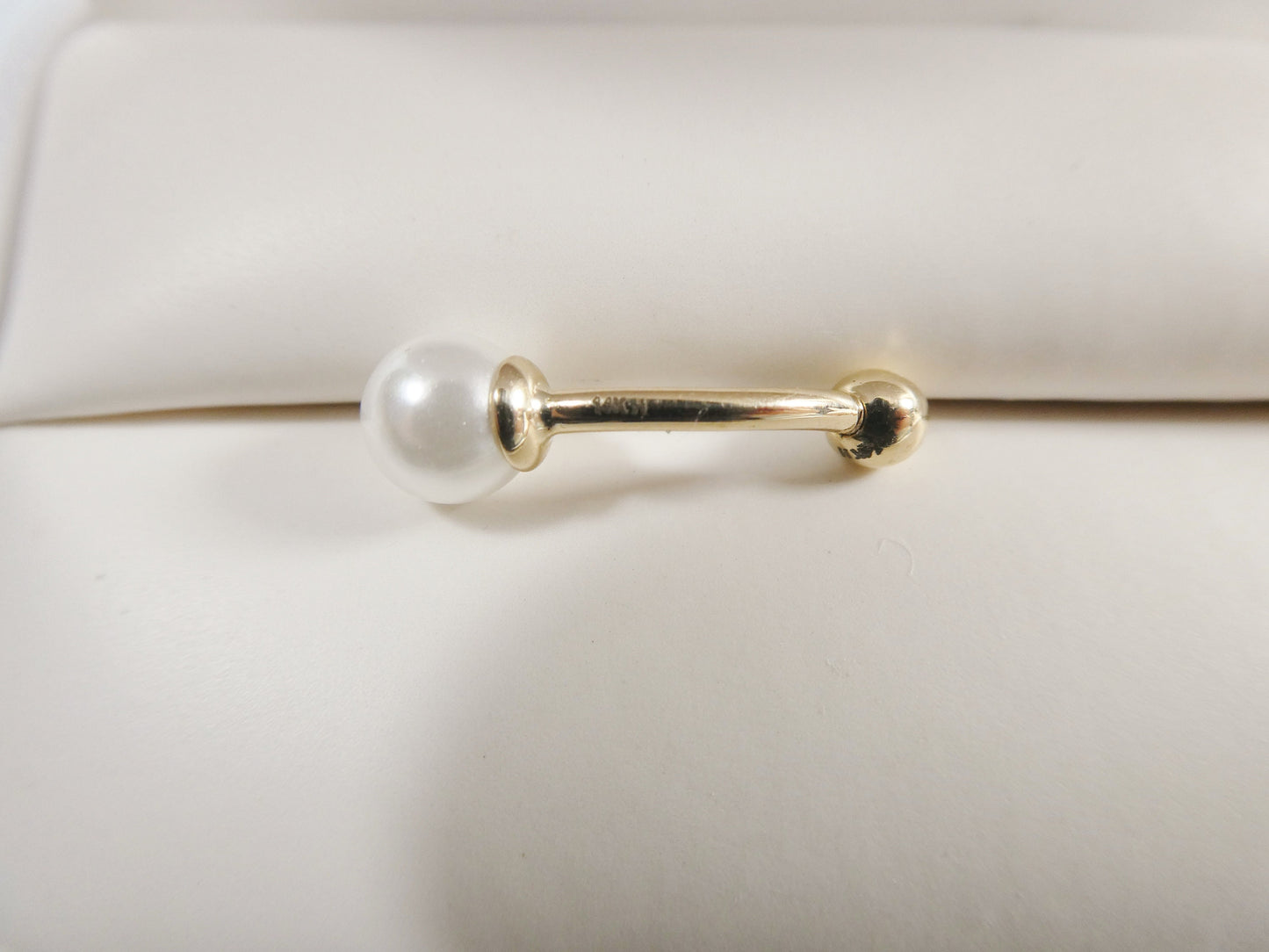 14k real solid yellow gold freshwater pearl belly button ring piercing