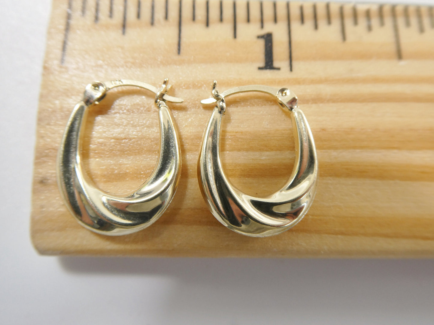 10k real solid yellow gold 12.7MM classic design baby hoop earrings