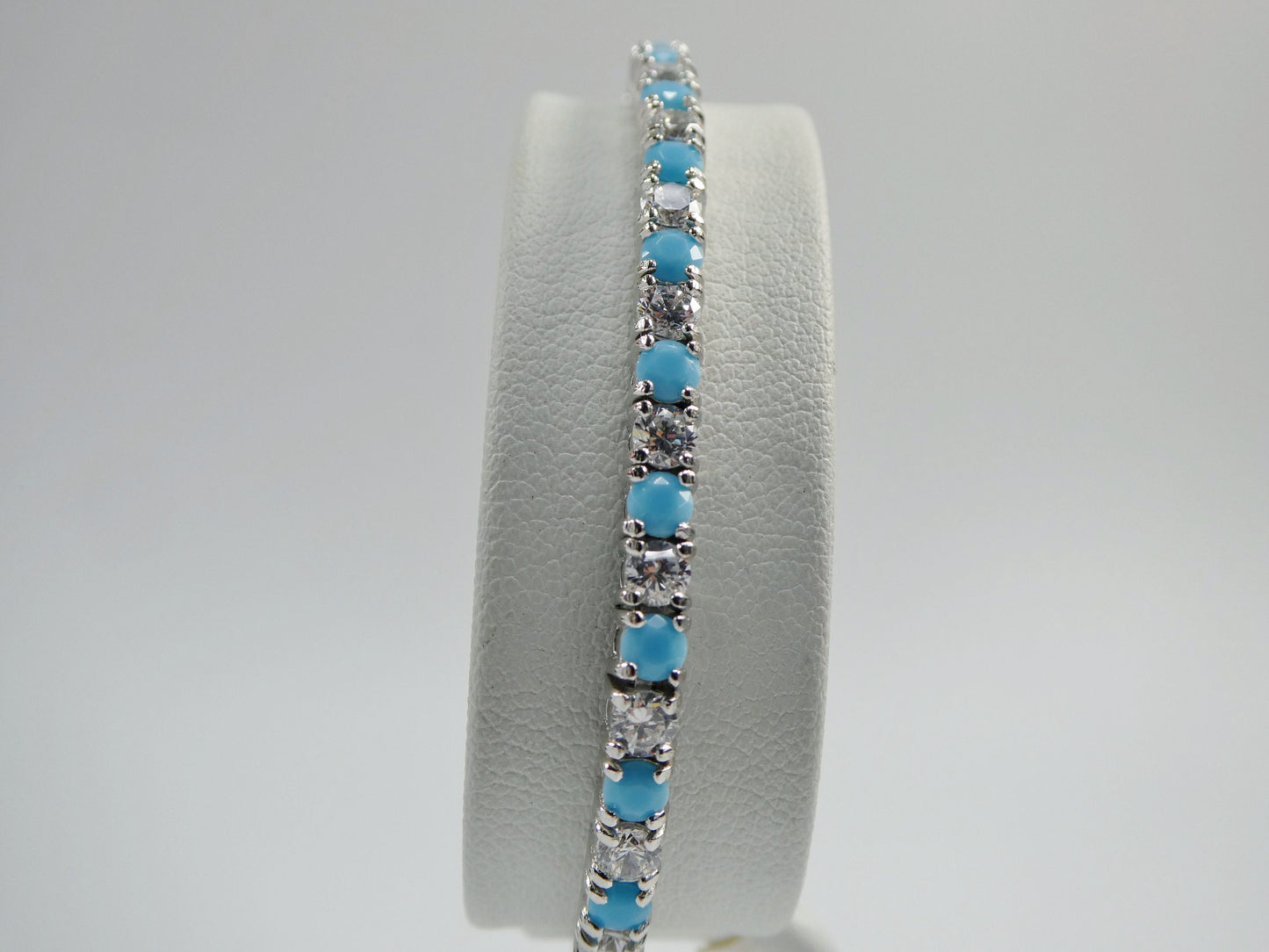 3mm 7 Inch turquois tennis bracelet real 925 sterling silver