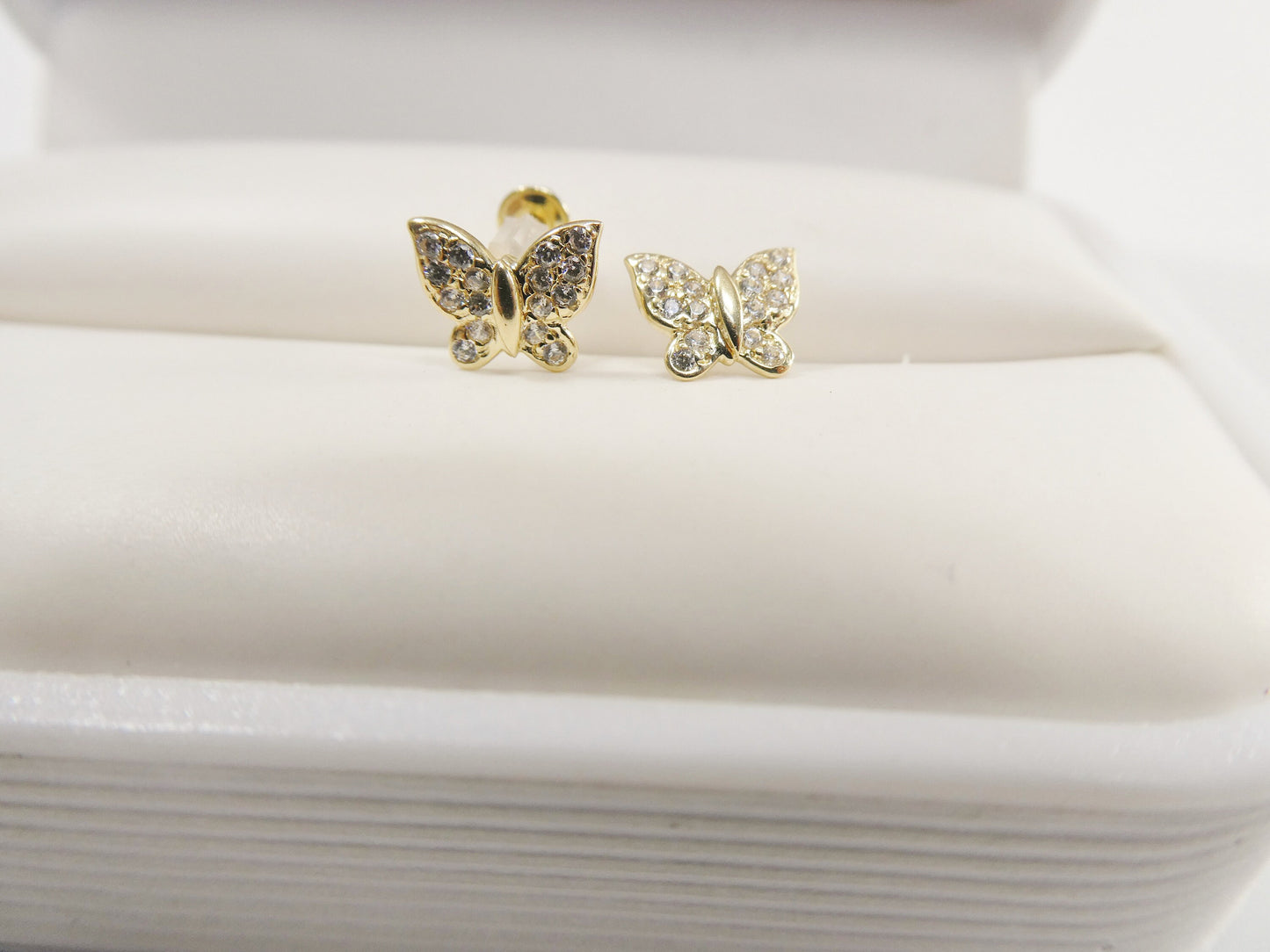 10k real solid gold kids butterfly screw post earrings