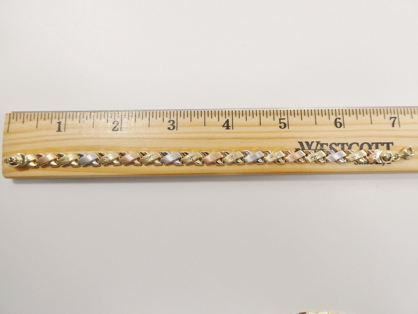 14k real solid yellow gold x style 7 inch bracelet