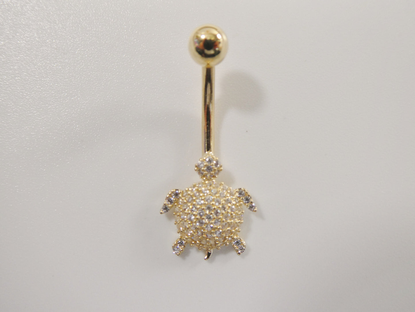 14k real solid yellow gold turtle belly button ring piercing