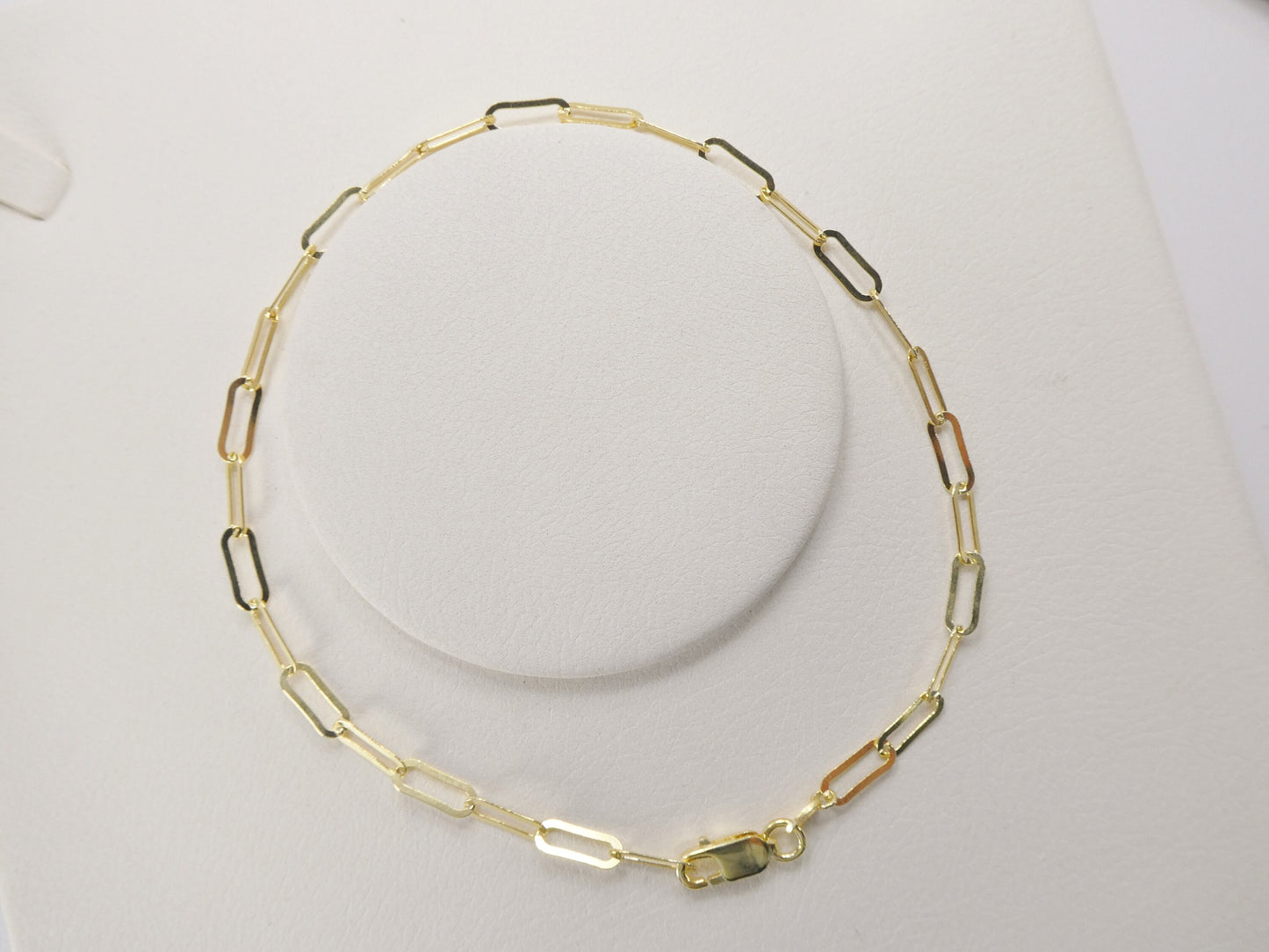 Real 925 sterling silver paperclip 10 inch anklet 14k yellow gold finish