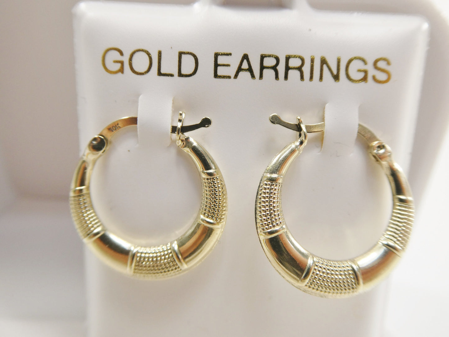 10k real solid yellow gold 17MM classic design hoop earrings