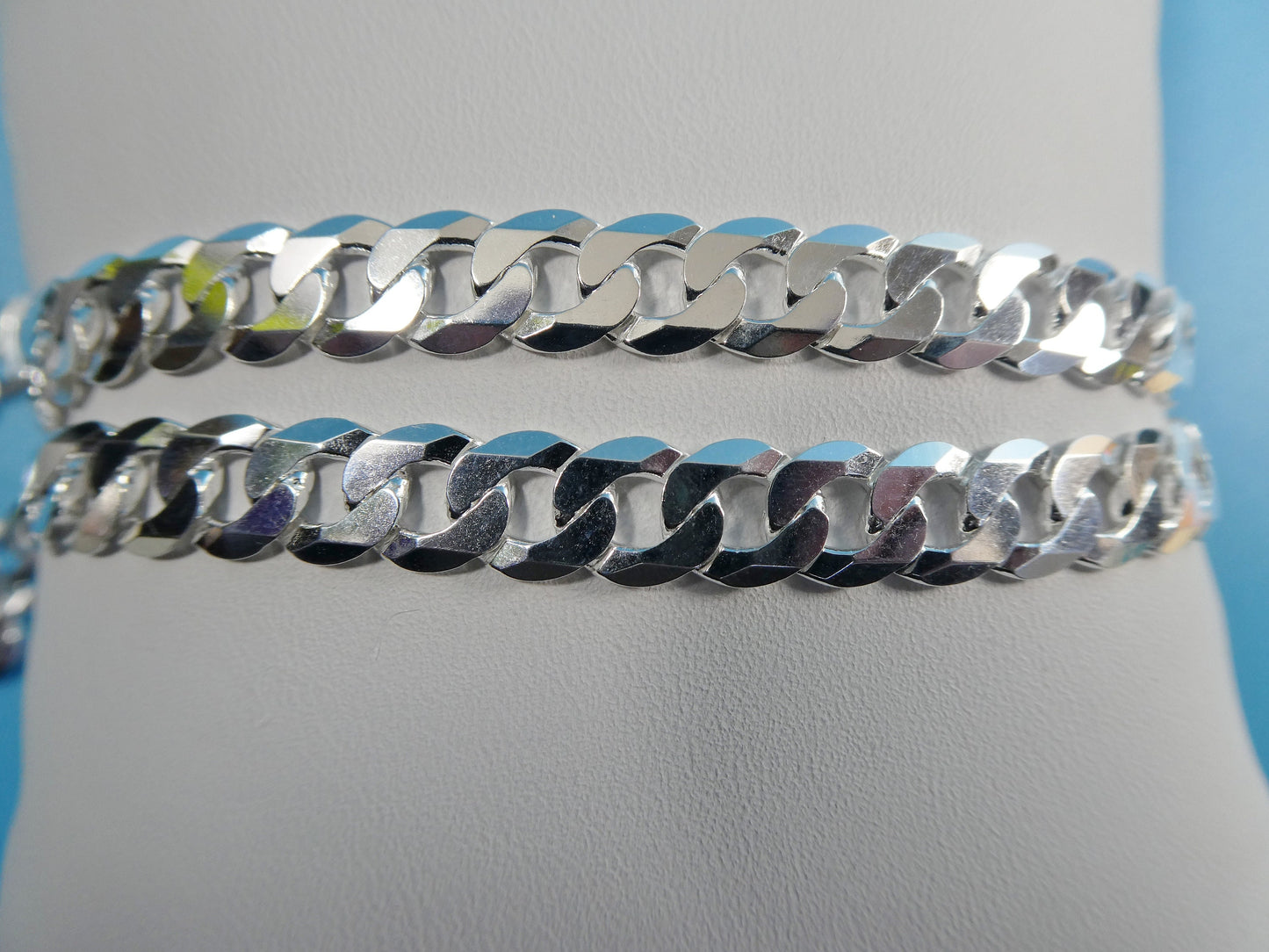 real 925 sterling silver 7.6MM Italian solid chain lobster lock clasp