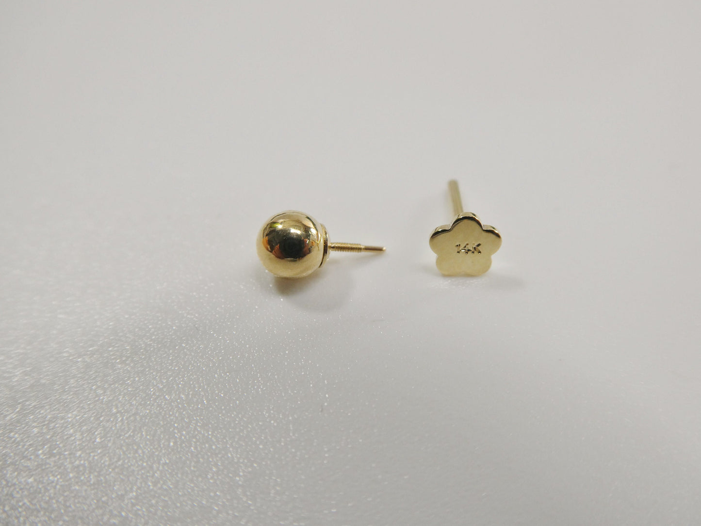 2MM/3mm/4mm 14k real solid yellow gold ball cartilage flat screw back piercing