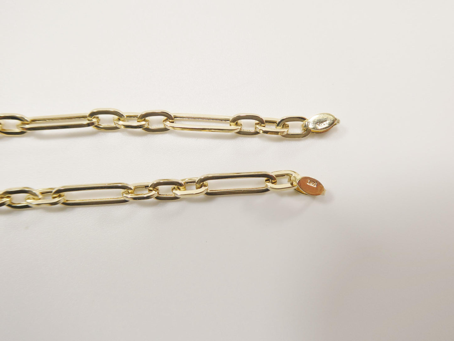 real 14k solid yellow gold design paperclip 6.5/ 7/ inch bracelet