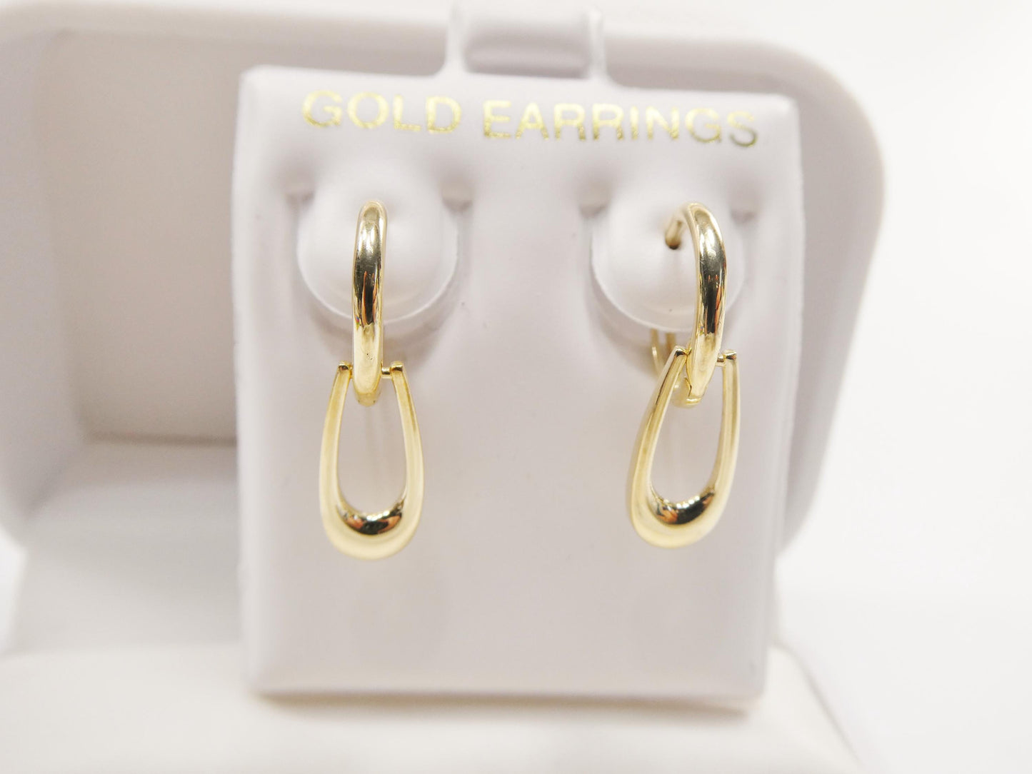 real 10k solid yellow gold paperclip dropping earrings
