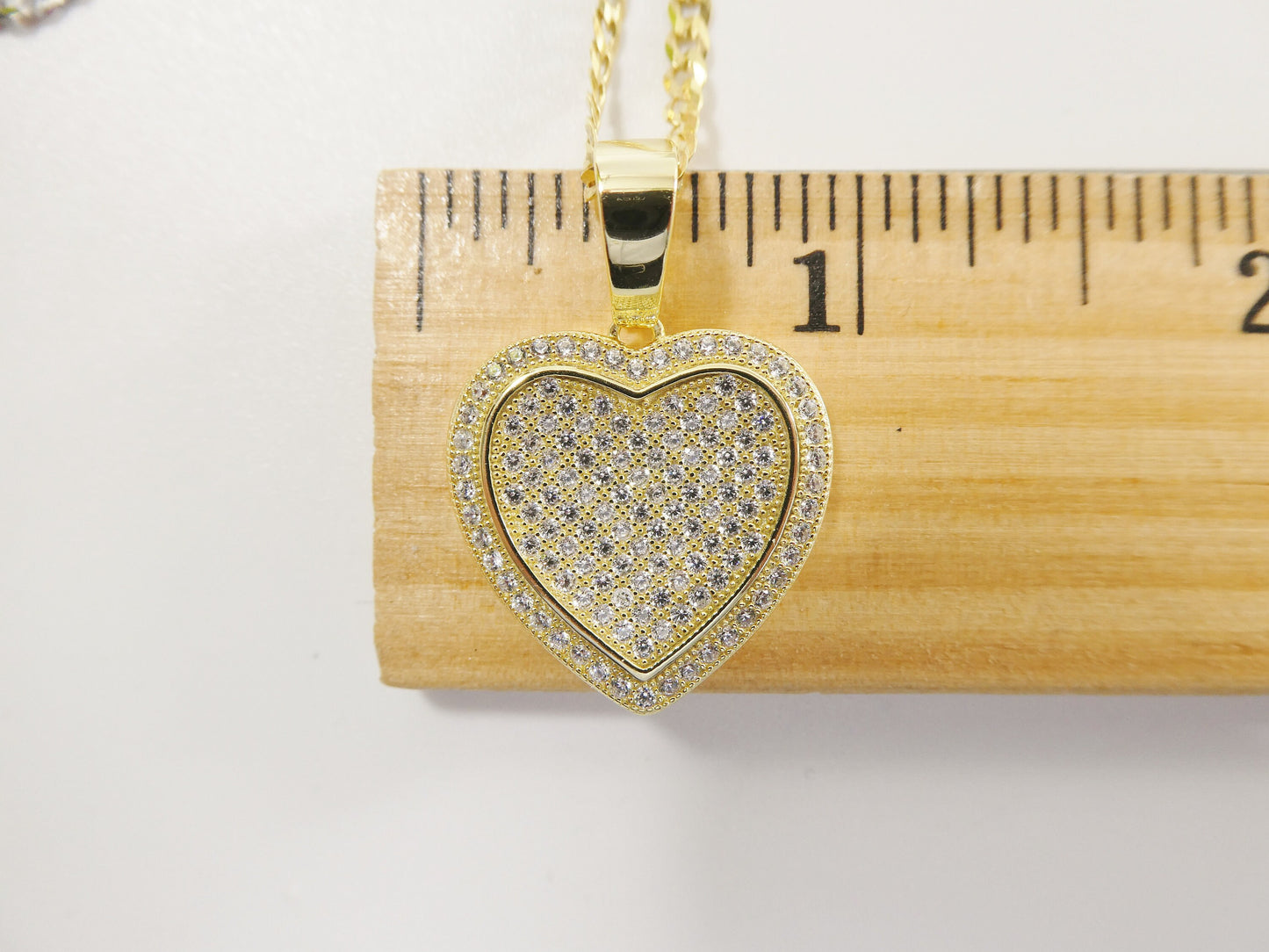 Real 925 Sterling Silver 18 Inch Flat Chain & Heart Pendent Charm