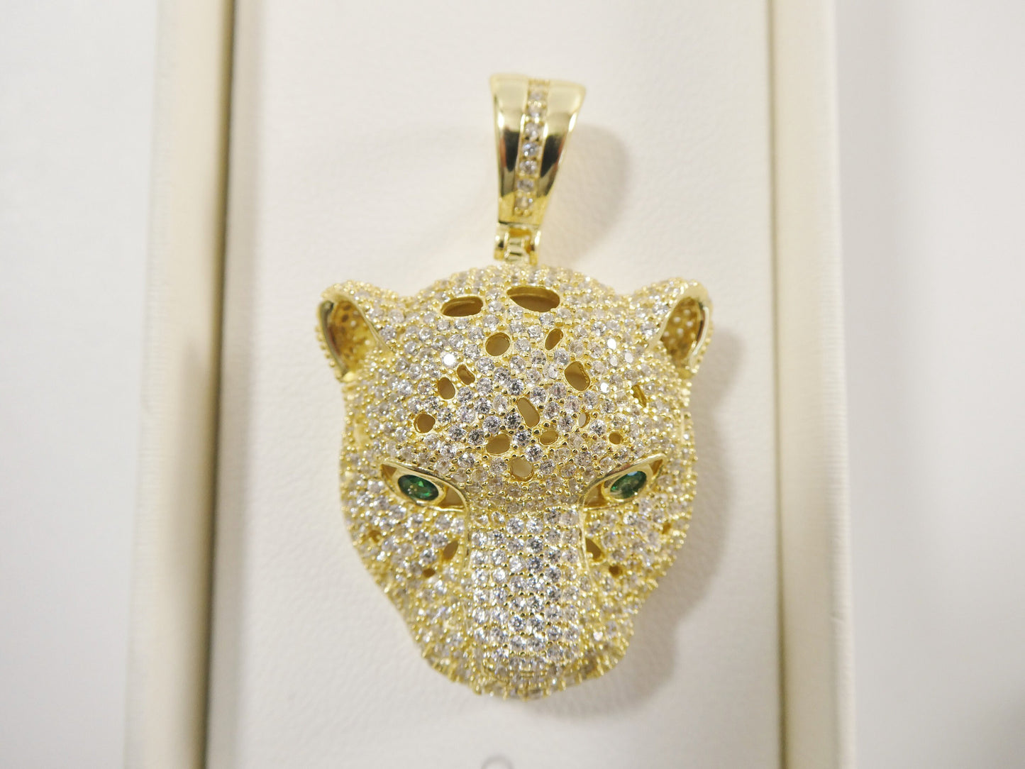 real 925 sterling silver full stone setting large panther pendent