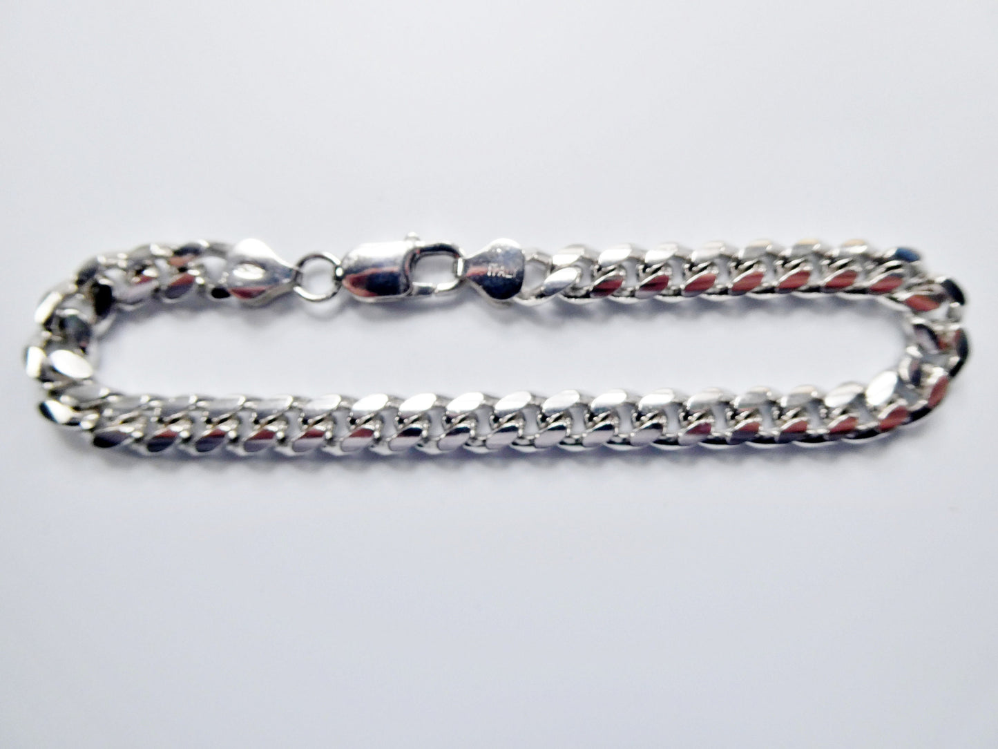 real 925 sterling silver 7mm solid link bracelet
