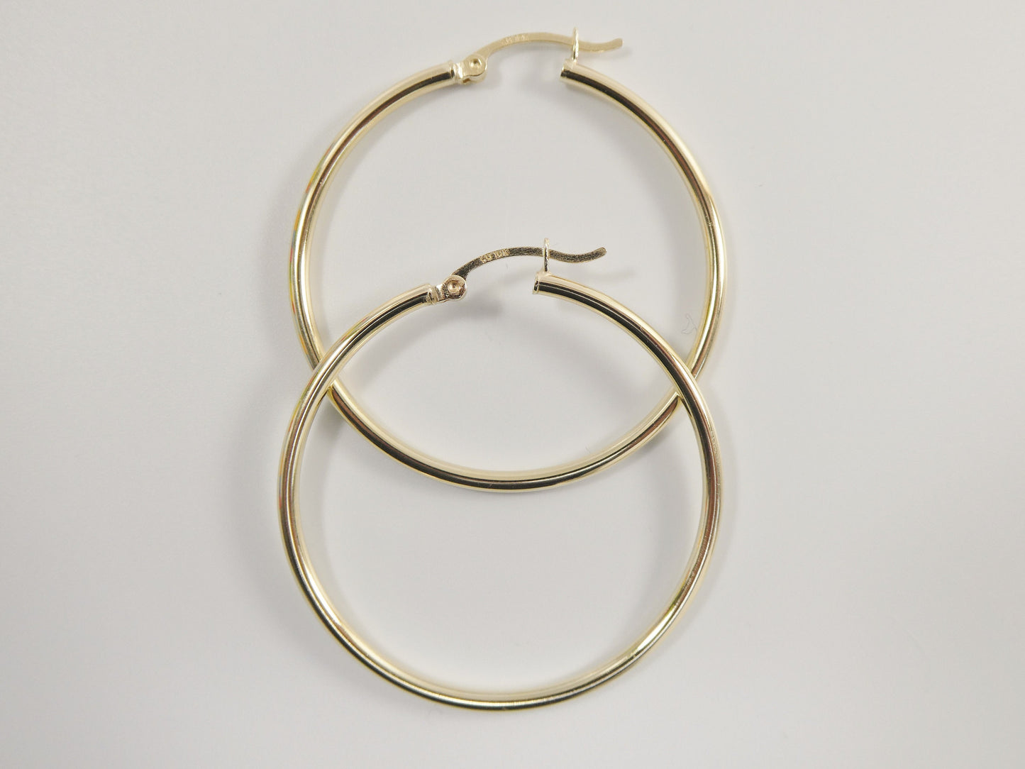 real 10k solid yellow gold plain high polish 40mm hoop earrings