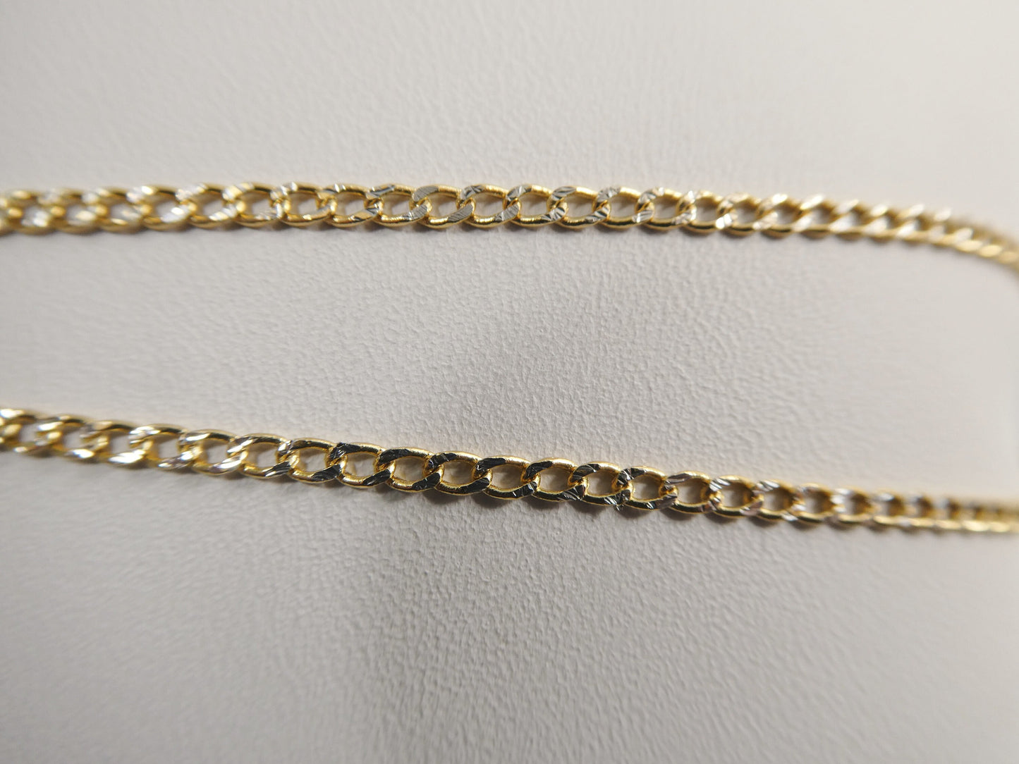 real 10k solid yellow gold two tone curb chain