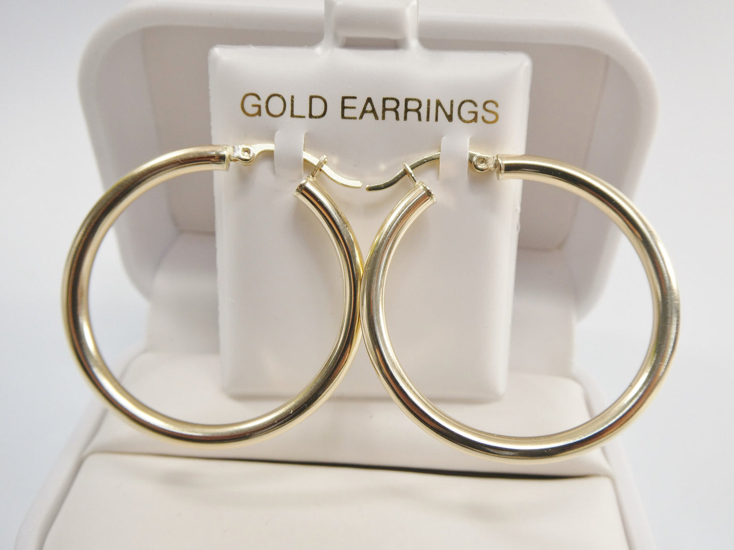 real 10k solid yellow gold plain high polish 35mm hoop huggie earrings
