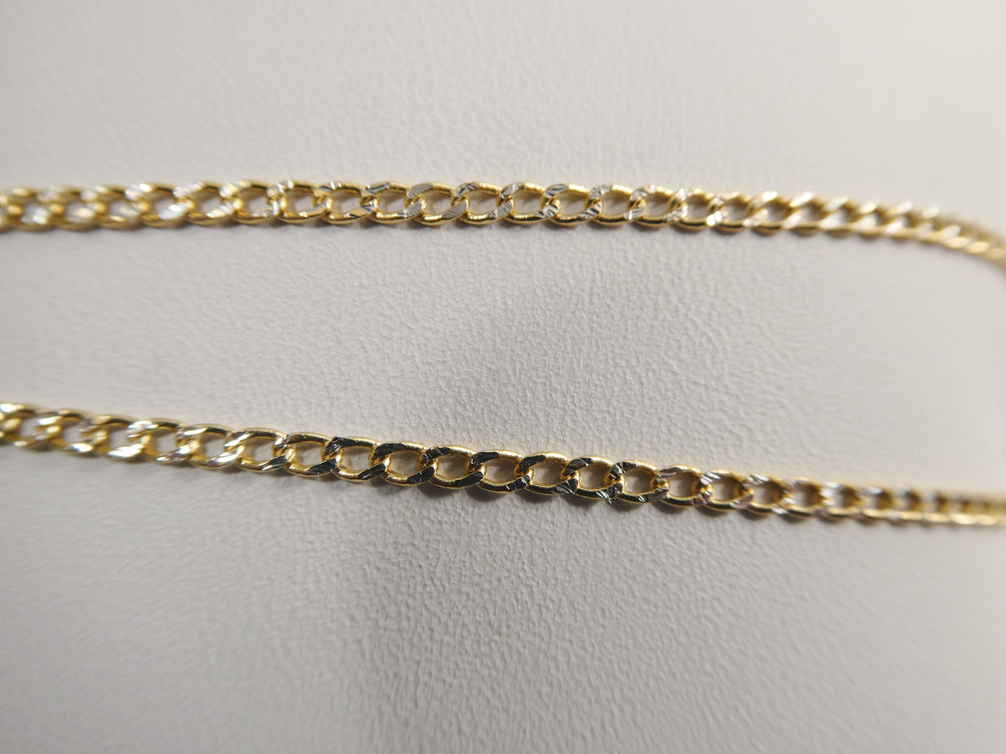 real 10k solid yellow gold two tone curb chain