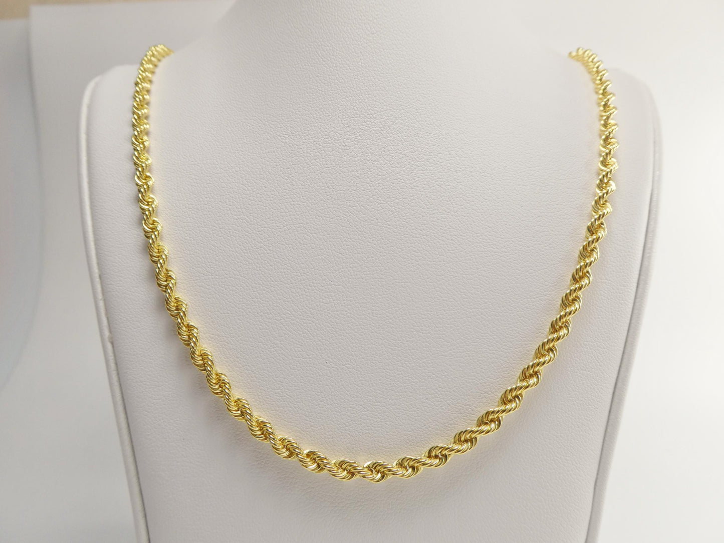 real 925 sterling silver rope chain 4mm 14k yellow gold finish