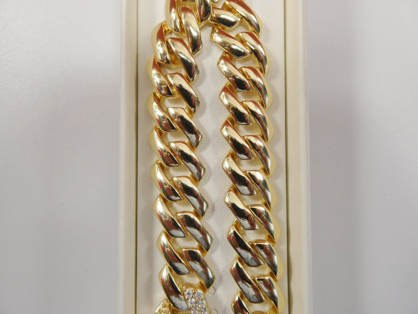 14MM real 925 sterling silver 14k yellow gold color Monaco bracelet