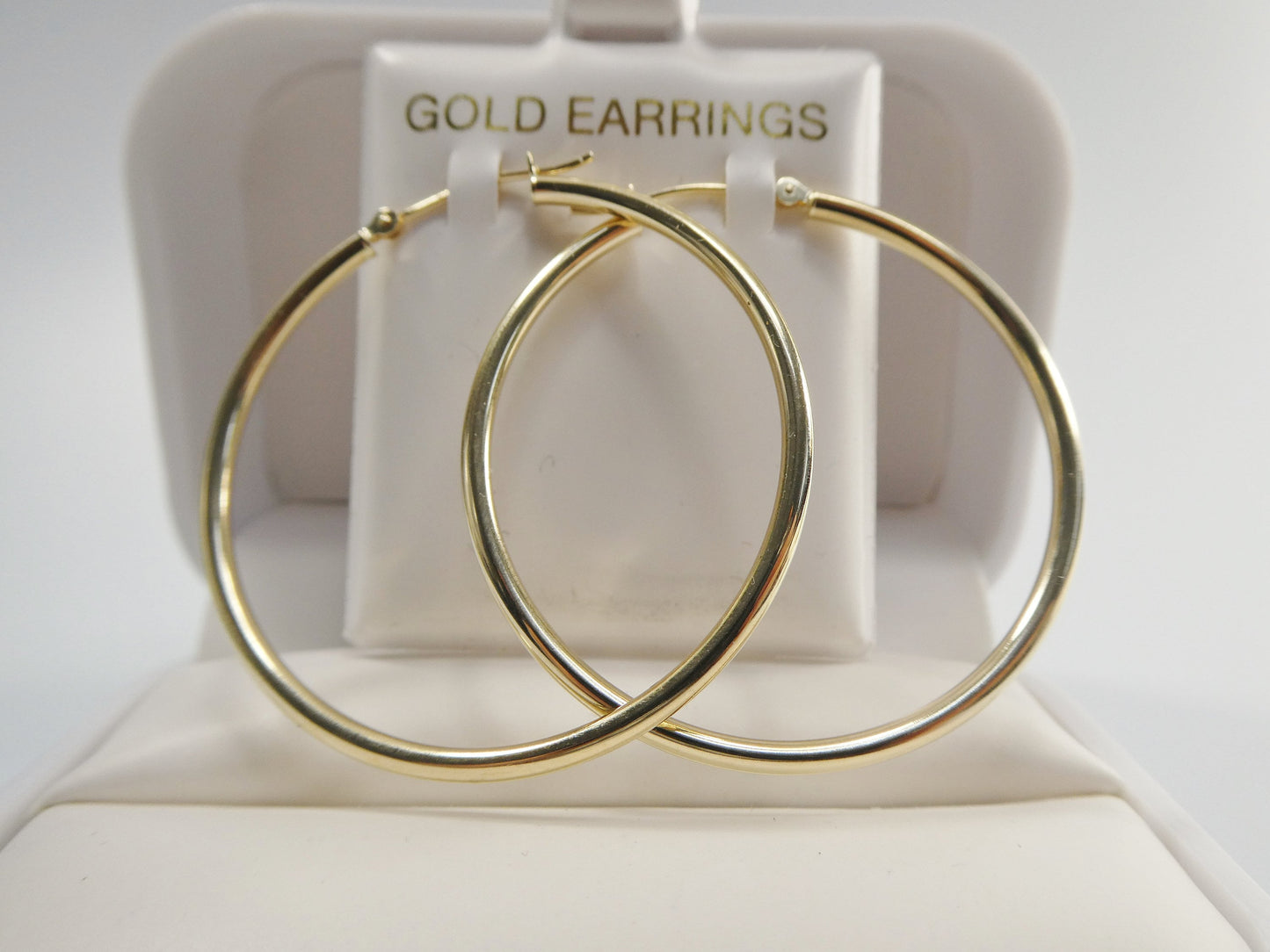 10k real solid yellow gold 2mm high polish hoop earrings