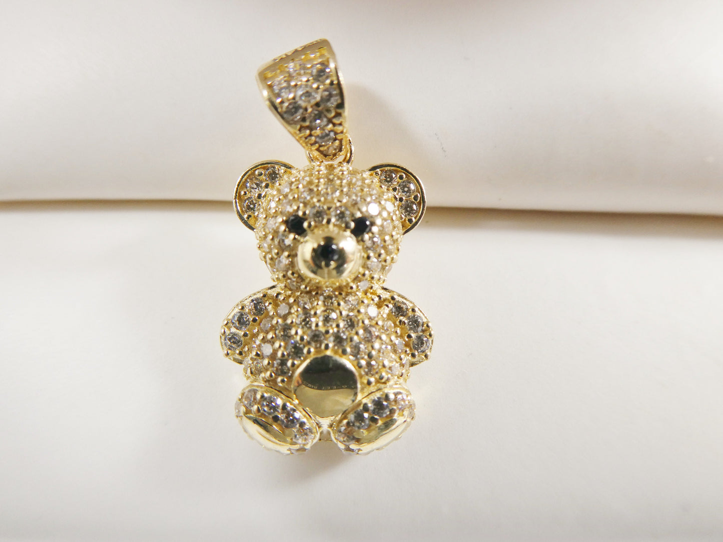 14k real solid yellow gold small teddy bear charm pendent