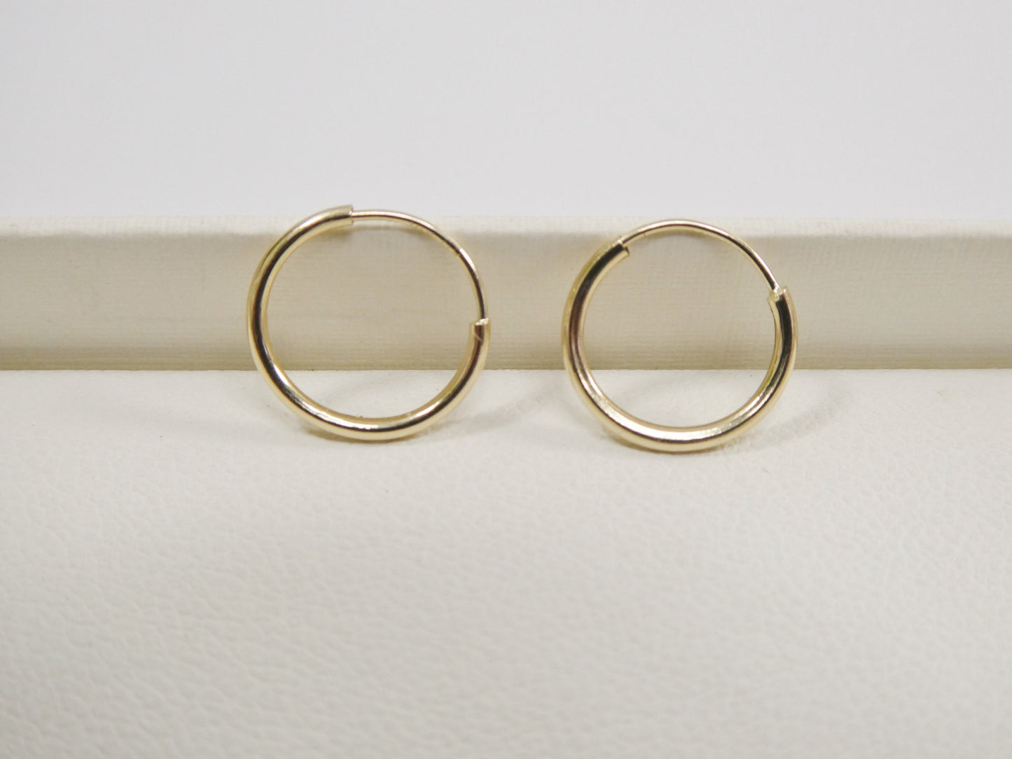 real 14k solid yellow gold 10.6mm endless small hoop lightweight hoop earring