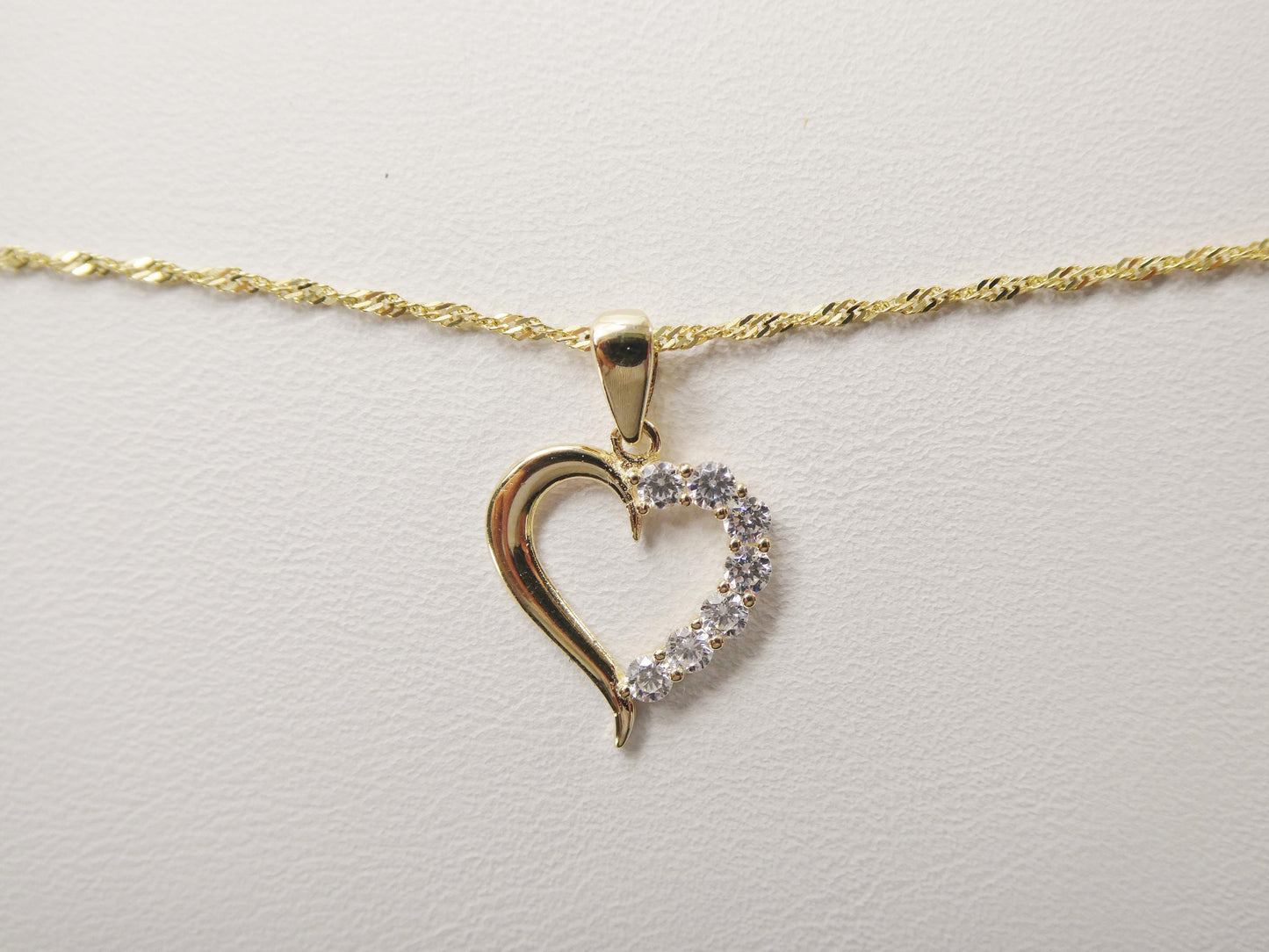 10k real solid yellow gold 16 inch chain and heart pendent set