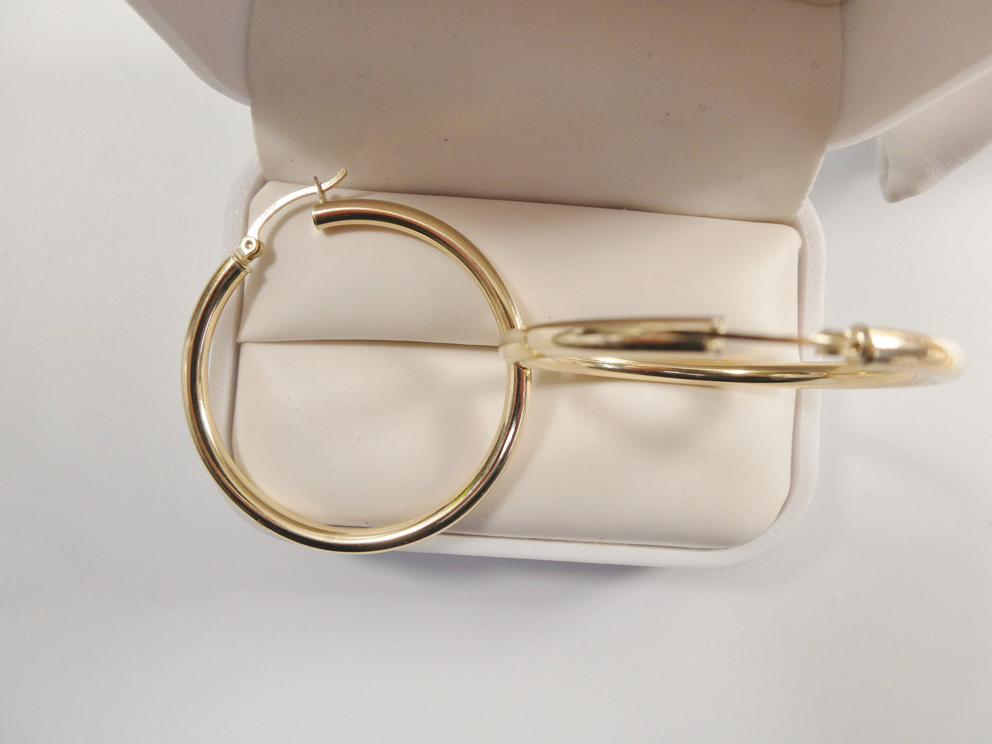real 10k solid yellow gold plain high polish 40mm hoop huggie earrings