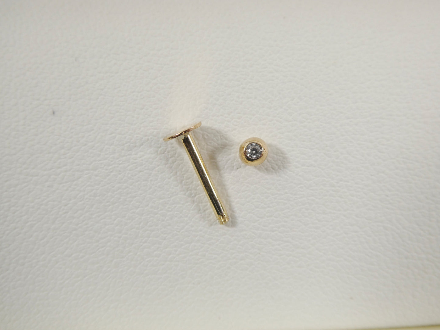 14K real solid yellow gold lip chin stud piercing