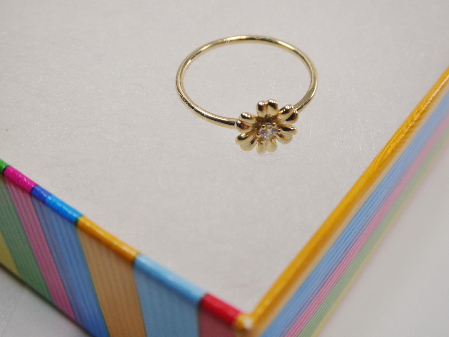 real 10k solid yellow gold women's classic micro pave setting ring