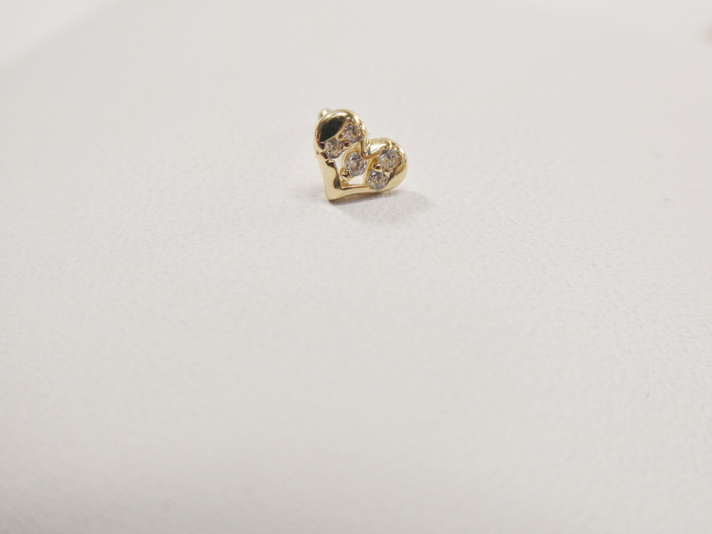 14k real solid yellow gold tiny heart stud nose ring