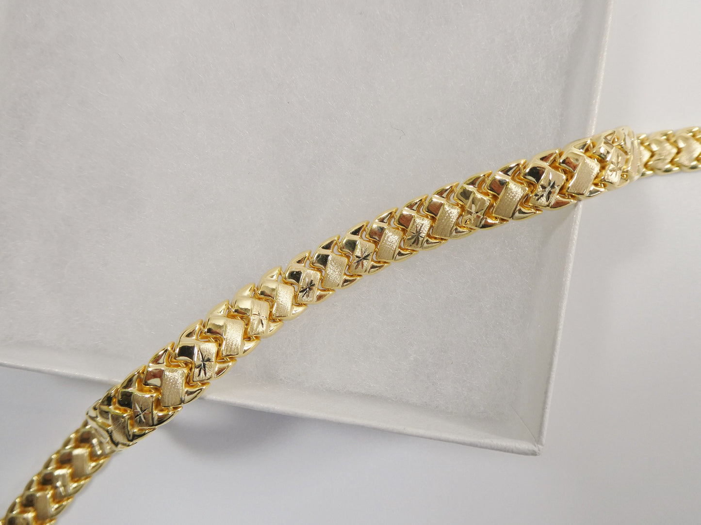 10 inch real 925 sterling silver basket anklet bracelet 14K yellow & white gold finish