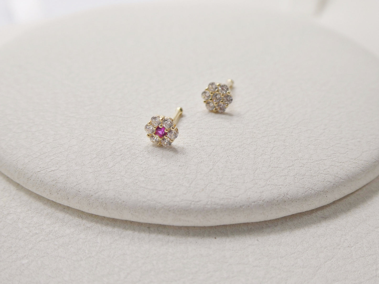 14k real solid yellow gold round flower stud nose ring