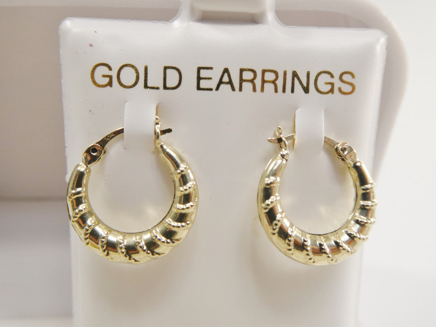 10k real solid yellow gold 14.5MM classic design baby hoop earrings