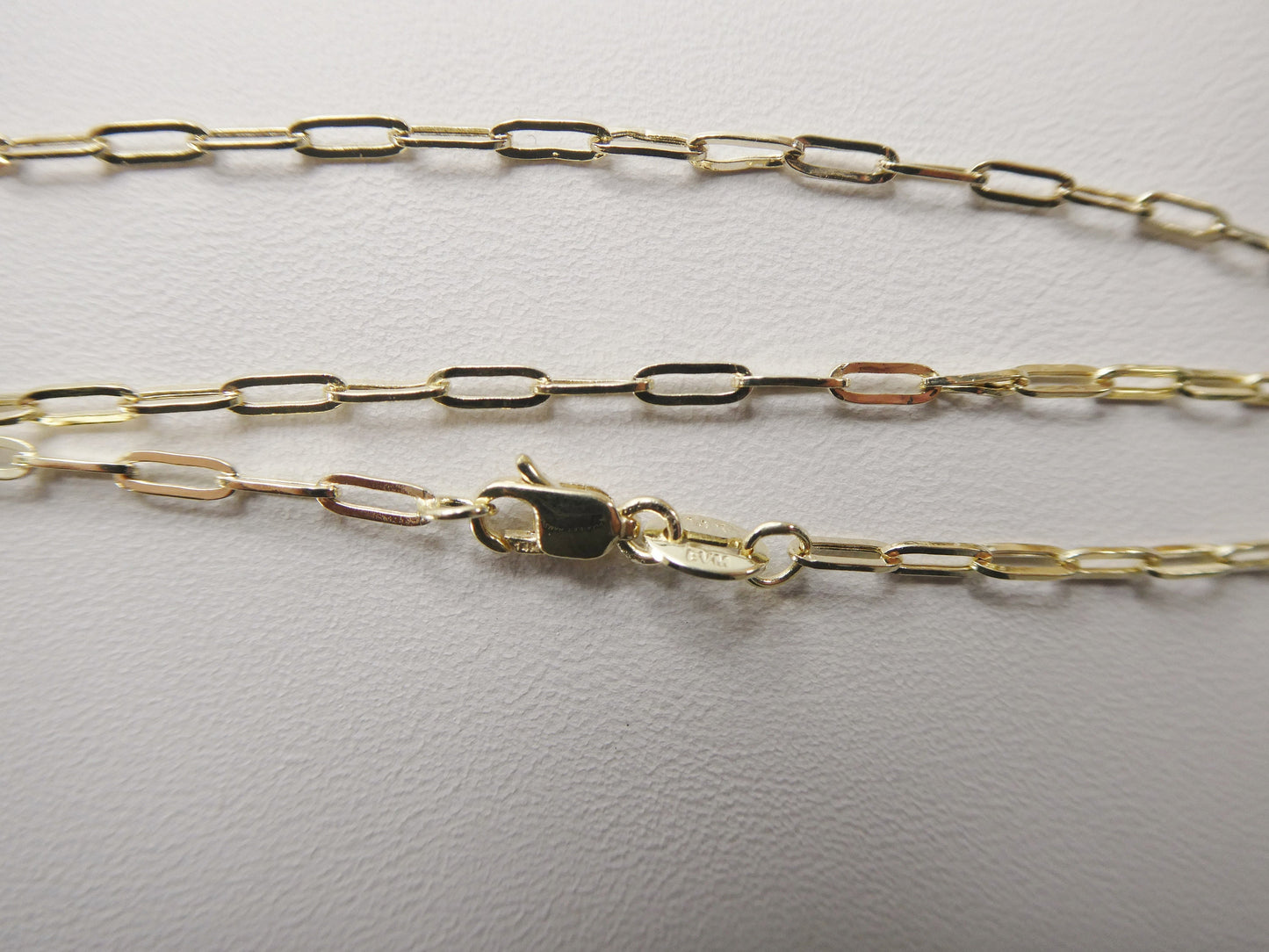 14k real solid yellow gold tiny small 2mm paperclip chain necklace