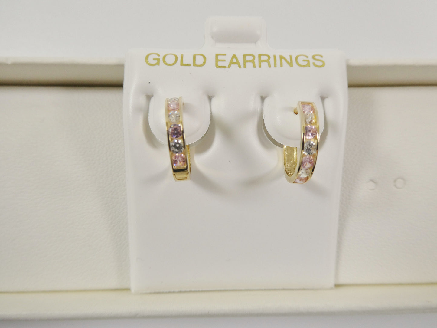 real 10k solid yellow gold 13mm prong setting huggie hoop earrings
