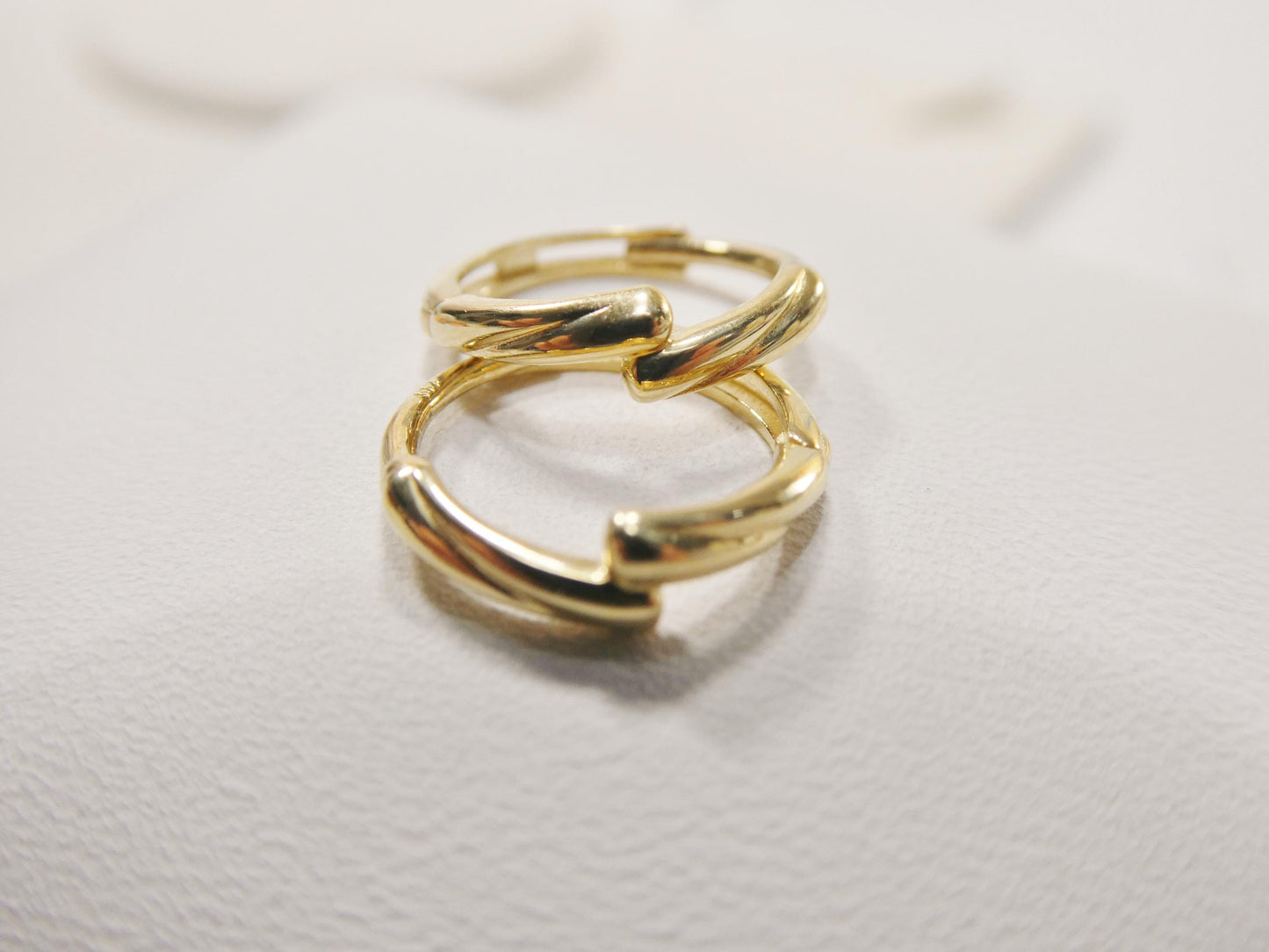 real 10k solid yellow gold designer hoop huggie earrings
